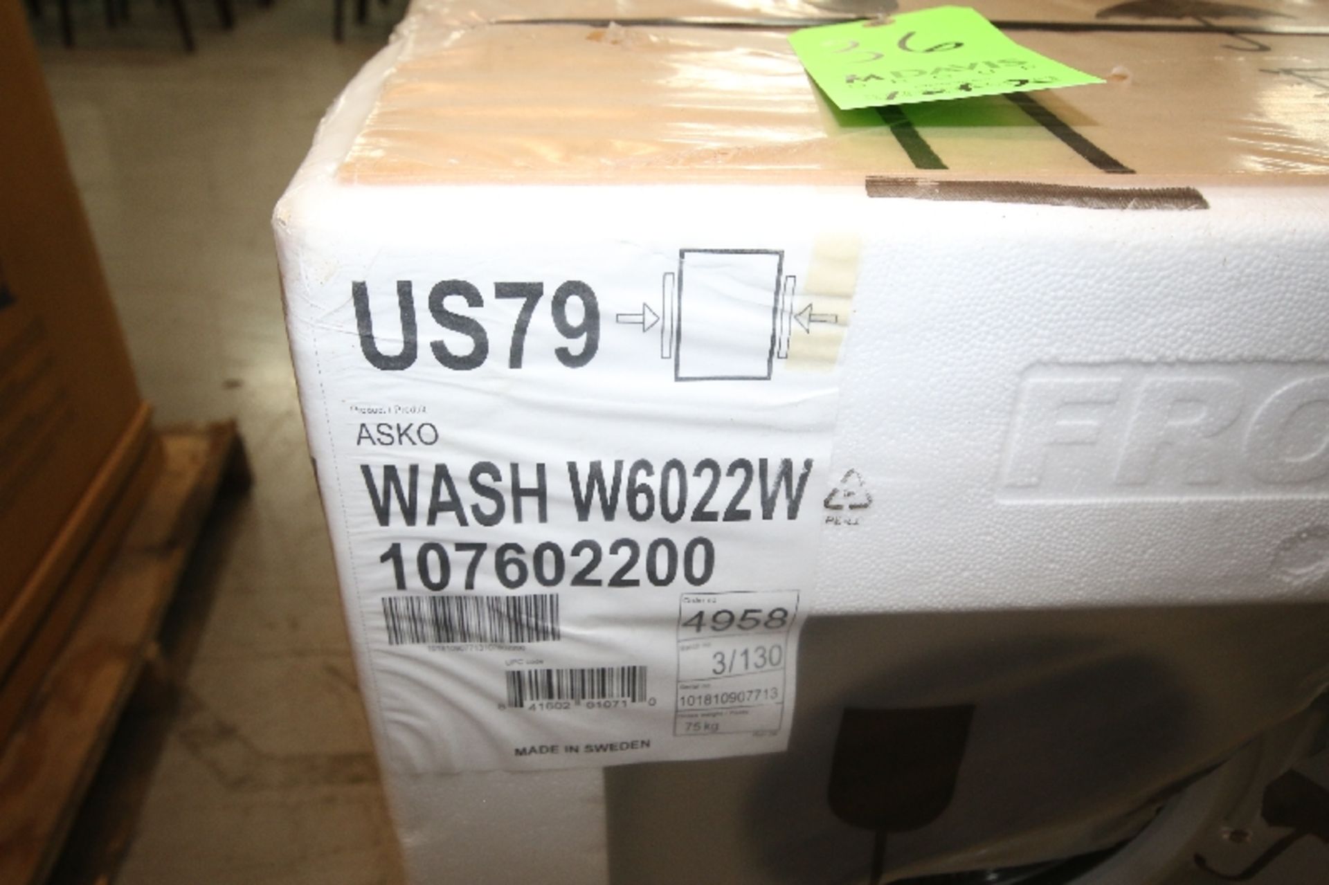 New Asko Washer, Model W6022W107602200, S/N 101810907713 and New Asko Sensor Controlled Condenser - Image 2 of 4