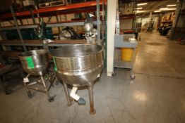 Hamilton 50 Gal. S/S Jacketed Kettle, Style SA, S/N D-5876-2, 304 S/S, Working Pressure 90 psi @ 320