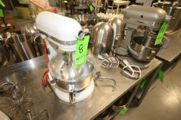 KitchenAid 7 Qt. Commercial Mixer, Model KSM7990WHO, S/N W22114400, 1.3 hp, 120 V with S/S Bowl,