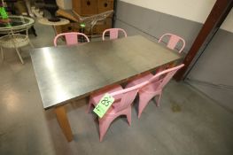 (6) Pc. Aprox. 71" x 35" S/S Top Table with (5) Pink Steel Chairs