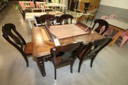 (8) Pc. Dark Wood 40" x 60" Dining Room Table with 24" Leaf and (6) Chairs