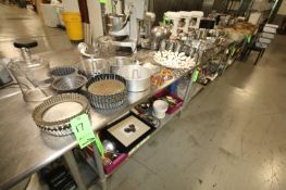 Assorted Bakery and Kitchen Supplies includes: Cake Pans, S/S Mixing Bowls, Expresso Tampers,