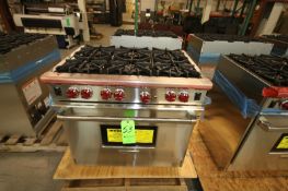 New Wolf 36" Professional Natural Gas Range Oven/6-Burner, Model R366, S/N 17225518 with S/S Finish