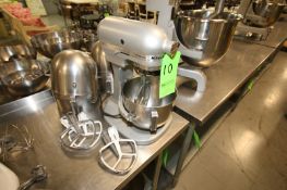 KitchenAid Heavy Duty Mixer, Model RRK5A, S/N WY3956115 with (5) S/S Bowls and (6) Flat Beater