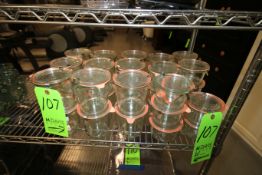 (35) Pc. - Weck Rundrand Glass 100 Canning Jars with Lids, Rings and Clamps - (17) Small and (18)