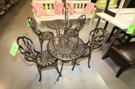 (6) Pc. - (2) Aprox. 23" Wrought Iron Round Tables and (4) Chairs