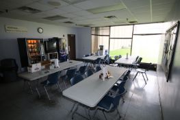 Contents of Lunch Room, Includes (4) Folding Tables, (24) Chairs, (2) Microwaves, (2) Refrigerators,