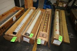 (4) Crates of Spare Coating Line Rolls, Includes NEW Finzer Roller Roll, 64" L (1) Chrome Roll, and,