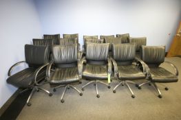 Black Leather Conference Room Chairs, Roller and Adjustable Height