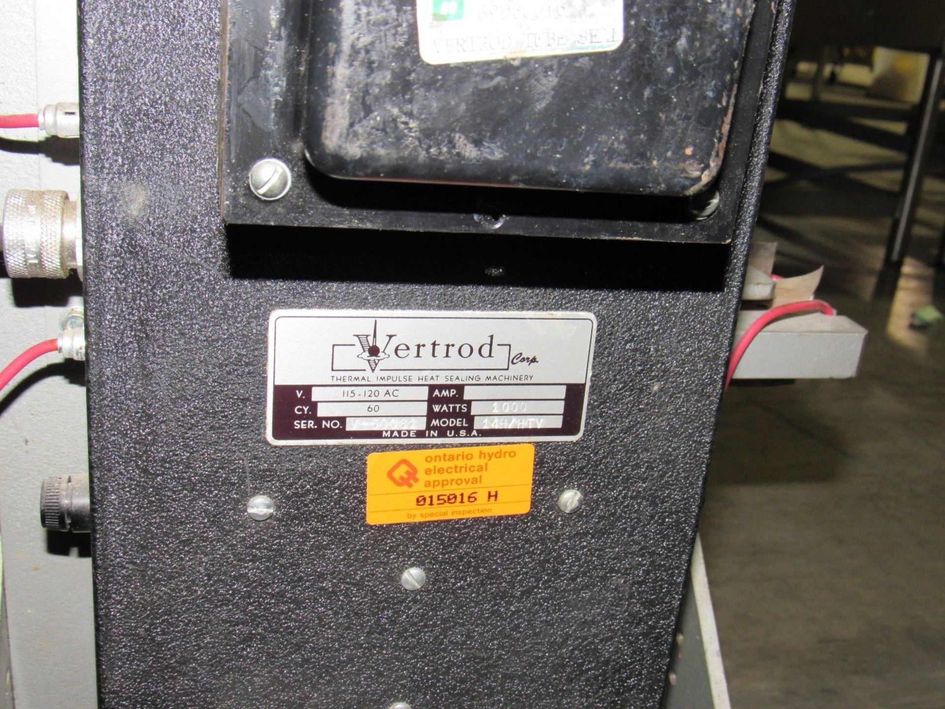 Vertrod Thermal Impulse Tube Heat Sealer 1000 W -- 115-120V - 60 Cycle - Serial Number V-60082 Model - Image 5 of 6