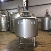 APV 300 Gallon Dome-Top Cone-Bottom High Shear Jacketed Mixing Tank, Manway Door, Spray Ball, 2"