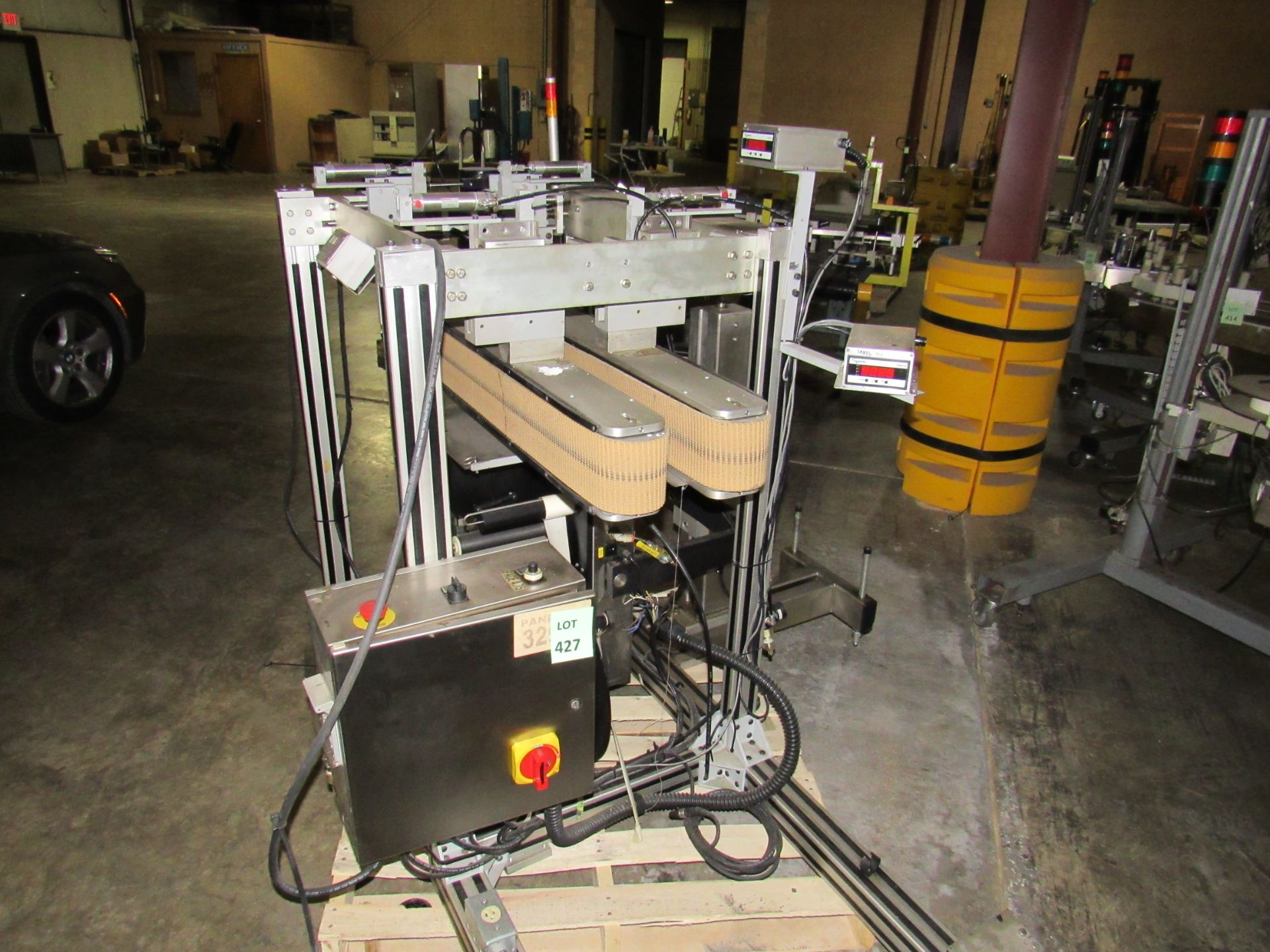 Quadrel Barcode Printer Label Applicator with Sato Barcode Printer Model 8485Se Serial $40404097,