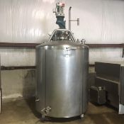 300 Gallon Dom-Top Sloped-Bottom Jacketed Mixing Tank, Equipped with Vertical Agitation, Man-Way