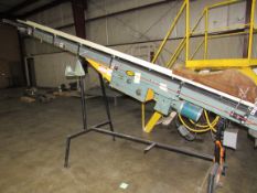 Hydrol Motorized Incline Belt Conveyor, 14 ft. Length, 230 Volt Motor, Steel Base. Used to load