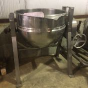 Hamilton 100 Gallon Jacketed Tilt Kettle, Style CW, S/N C-6885-1, 125 PSI @ 145 Degree F, Mounted on