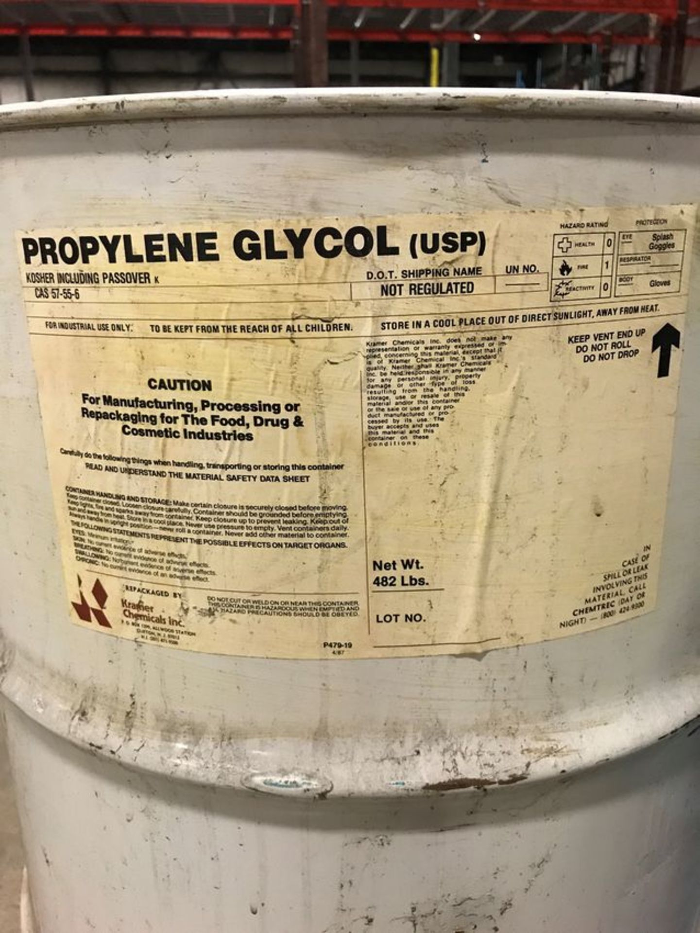 55 Gal. Drums of USP Propylene Glycol (Note: 1-Full and 1- Half Full) - Image 2 of 2