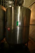 1,115 Gal. S/S Vertical Tank, Single-Wall, Dims.: 96" H x 68" W (Tank 2)