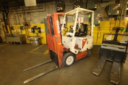Nissan 3,660 lb. Electric Forklift, M/N CYM02L20S, S/N CYM02-005176, 169" Total Height, 3-Stage