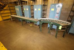 12' Long Roller Conveyor Section, Includes (1) Curve Section