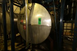 Hicks 2,600 Gal. Horizontal S/S Tank, Single-Wall, S/N 1315, Dims.: 60" Dia. x 19' L (Tank 16)