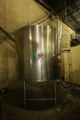 Walker 1,500 Gal. S/S Processing Tank, Dome-Top, S/N 2750, Insulated, Mounted on S/S Legs