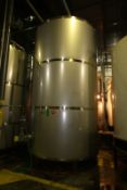 2012 JBF 6,700 Gal. Vertical S/S Tank, Single-Wall with Baldor 3/2 hp Agitator, CIP Spray Ball,