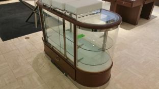 Cherry 2 shelf Product Display Cabinet Oval with Single Drawer and lighting 60x25x40 Rigging