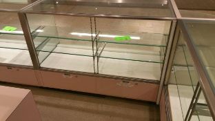 54” x 24” x 40” Mirrored Front Display Cabinet with (2) Glass Shelves, Lighting and (2) Pull out