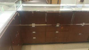 48” x 24” x 40” Cherry Single Felt Lined Shelf Display with Lighting and (4) drawers Rigging