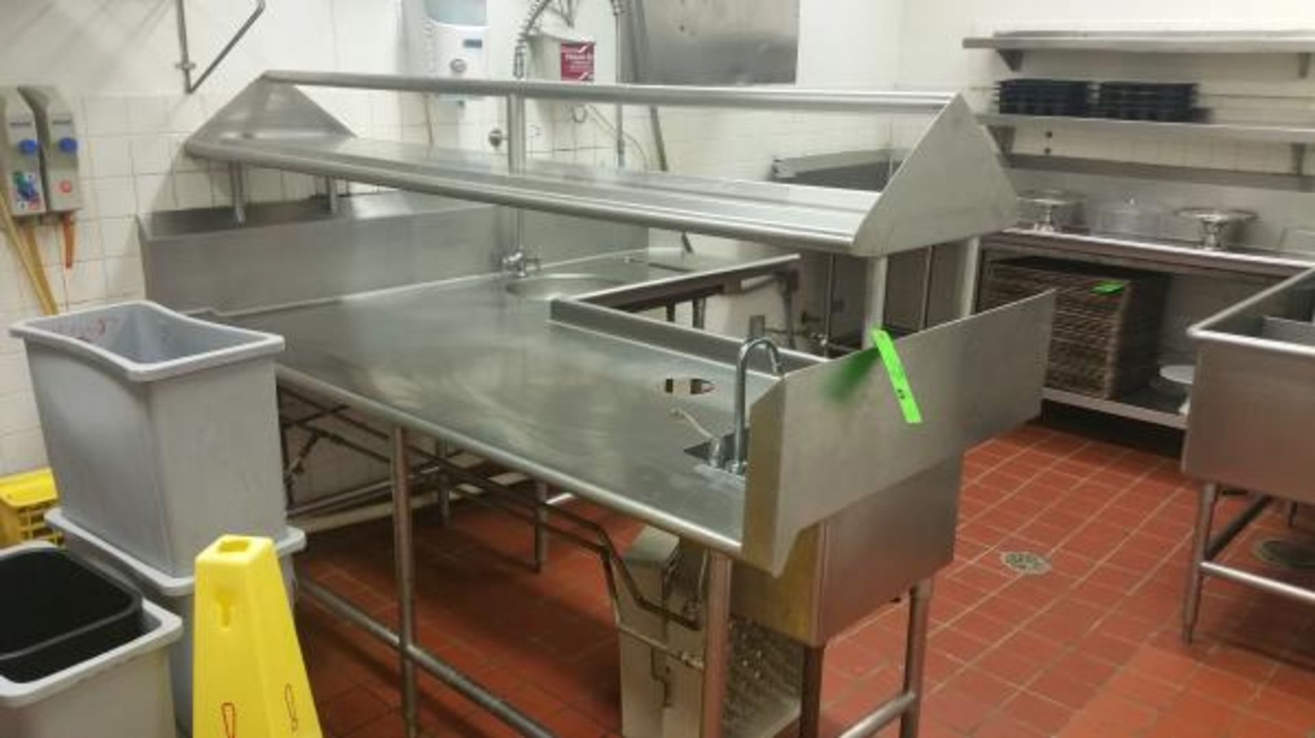 S/S L Shaped Dish Washing Station 88"Long x 36" Deep and 4'x30" includes (2) Sinks one with High