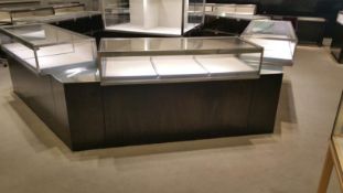 60"x24"x40" Chocolate Chrome and Glass Single Level display Case with Lighting and (6) Drawers in