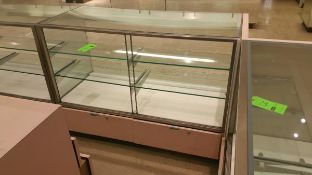 54” x 24” x 40” Mirrored Front Display Cabinet with (2) Glass Shelves, Lighting and (2) Pull out