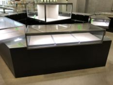 48x48x57.5 Chocolate Chrome and Glass Single Level Product Display with Lighting and (12) Drawers