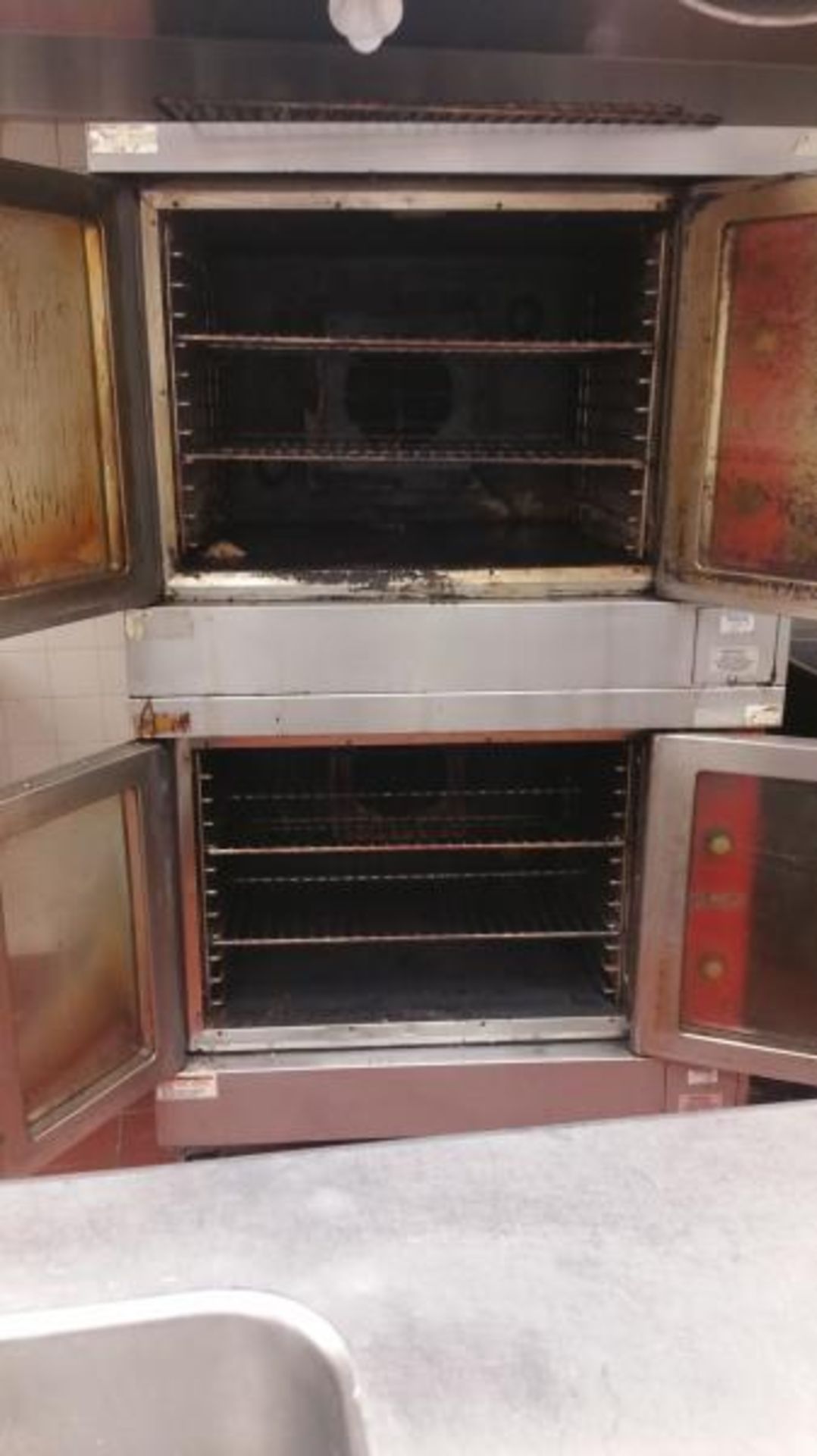 Vulcan Double Deck Full-sized Electric Convection Oven on casters. Rigging Cost: $55 - Image 2 of 2