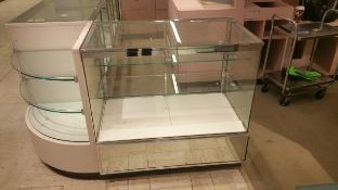 24” x 24” x 46” Mirrored on 4 Sides Single Shelf Display with Lighting Rigging Cost: $55