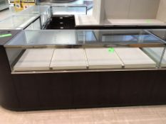 48” x 24” x 40” Cherry Single Felt Lined Shelf Display with Lighting and (6) drawers Rigging