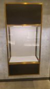 Wall Mounted Brass and Chocolate Display Cabinet 19.5"x30"x64" Rigging Cost: $75