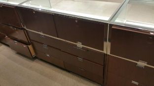 48” x 24” x 40” Cherry Single Felt Lined Shelf Display with Lighting and (4) drawers Rigging