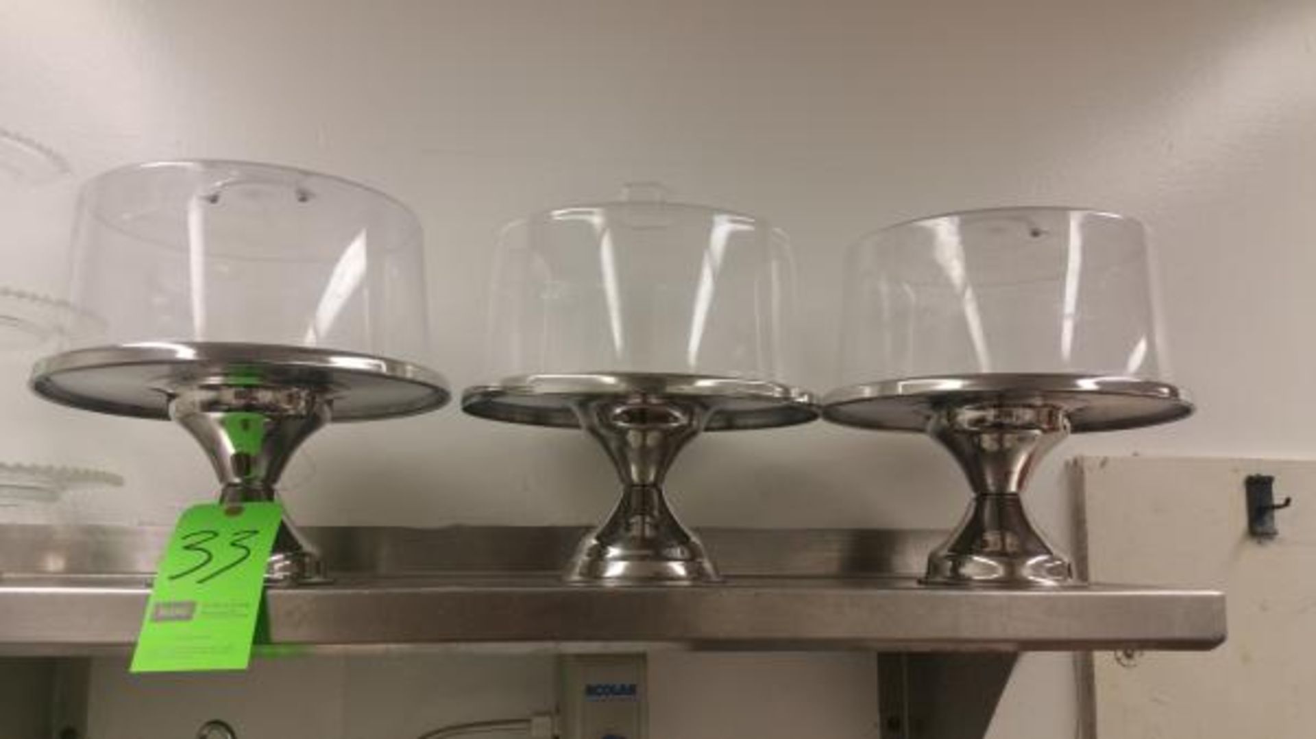 3 Stainless Cake Displays with Lids Rigging Cost: $10 - Image 2 of 2