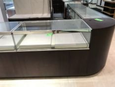 70” x 24” x 40” Cherry Single Felt Lined Shelf Display with Lighting and (6) drawers Rigging