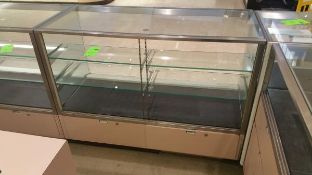 54” x 24” x 40” Mirrored Front Display Cabinet with (2) Glass Shelves, Lighting and (2) Pull out