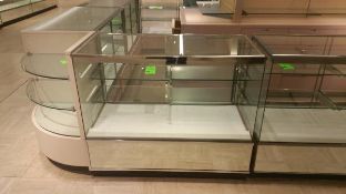 48” x 24” x 40” Mirrored Front Display Cabinet with (2) Glass Shelves, Lighting and (2) Pull out