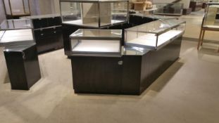 30"x24"x40" Chocolate Chrome and Glass Single Level display Case with Lighting and (2) Drawers in