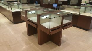 6'x40"x42.5" Cherry and Glass 6 Cavity Display Cabinet (Comes In 4 divisible pieces) Rigging