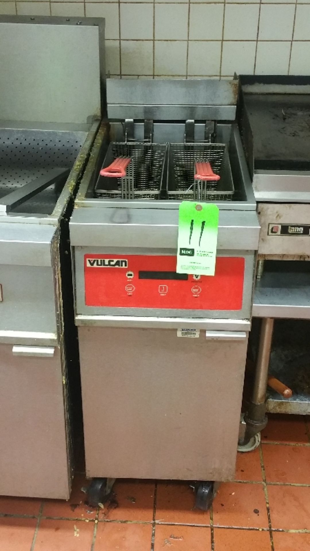 Vulcan Electric Fryer dimensions Left to Right: 15 1/2" Front to Back: 34 3/8"Height: 39 7/16"