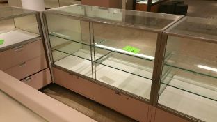 54” x 24” x 40” Mirrored Front Display Cabinet with (2) Glass Shelves, Lighting and (2) Pull out