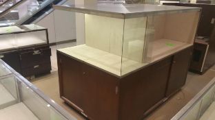 78x48x5' 3 Sided Cherry and Glass Display Cabinet with sliding Doors underneath Rigging Cost: $75