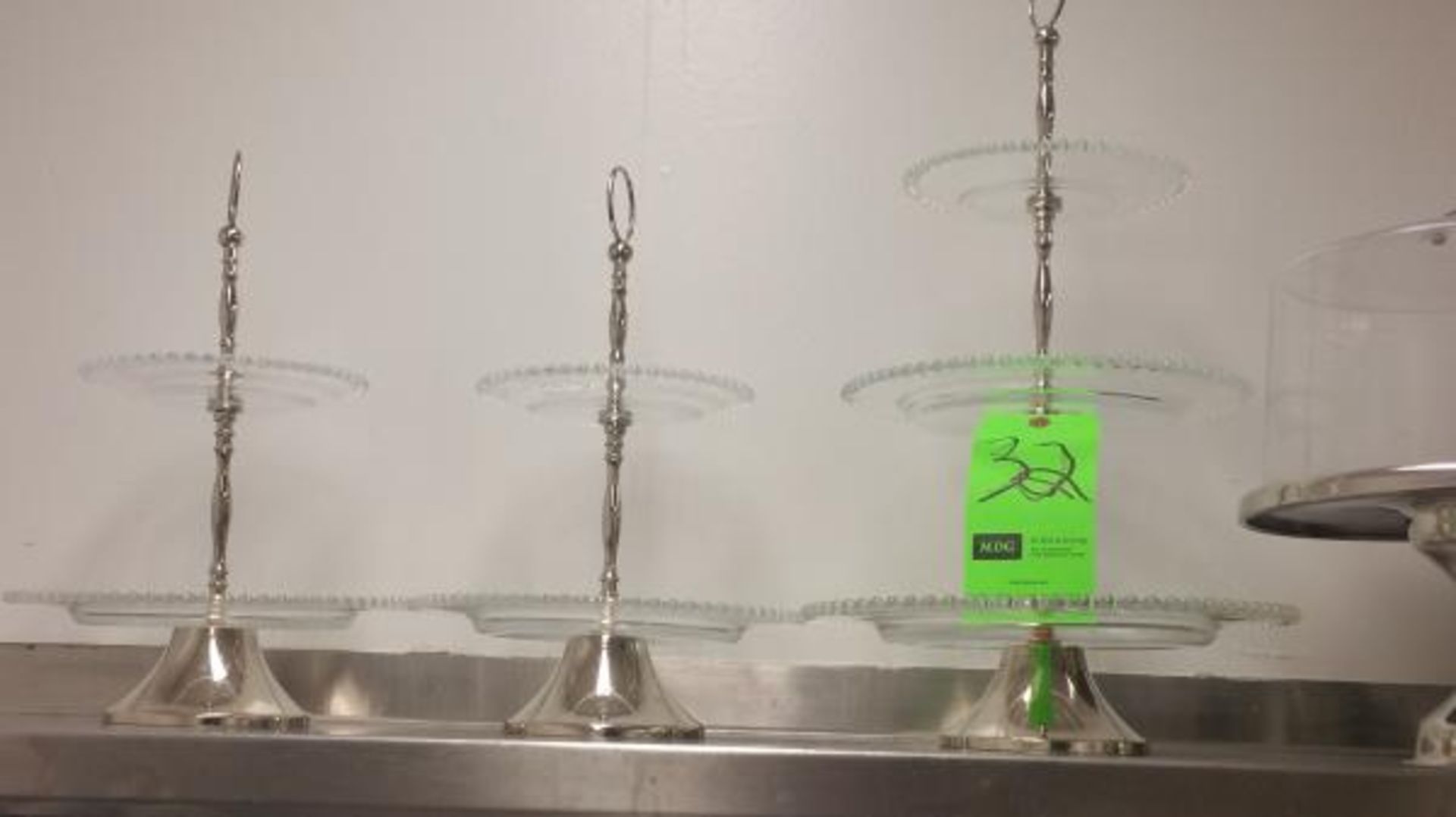 2 and 3 Tier Glass and Stainless Pastry Displays Rigging Cost: $10 - Image 3 of 3