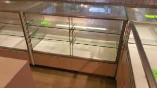 54” x 24” x 40” Mirrored Front Display Cabinet with (2) Glass Shelves, Lighting and (2) Pull out