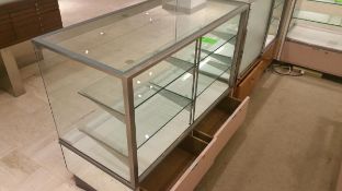 48” x 24” x 40” Mirrored Front Display Cabinet with (2) Glass Shelves, Lighting and (2) Pull out